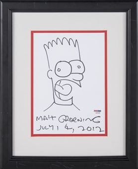2012 Matt Groening Bart Simpson Sketch In 12x14 Framed Display (PSA/DNA)